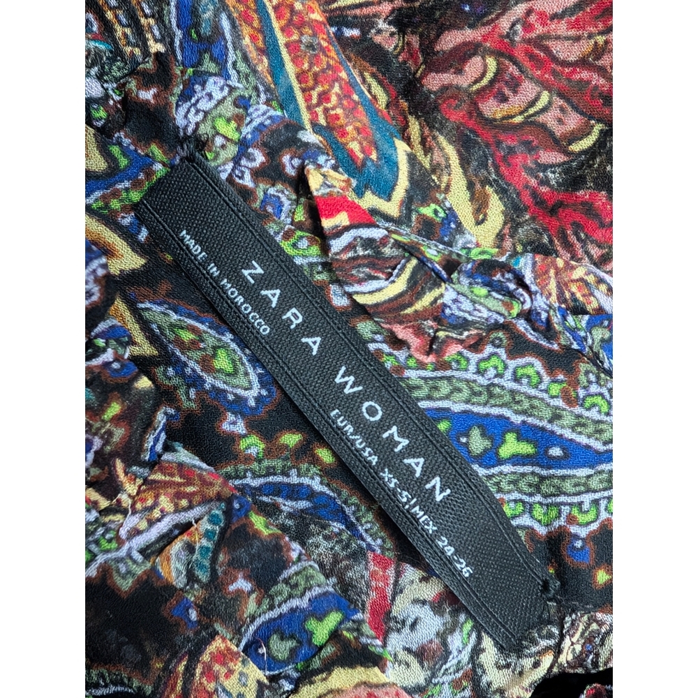 ZARA Long Oversized Ruffle Trim Printed Dress Women's Size XS-S - Picture 11 of 16